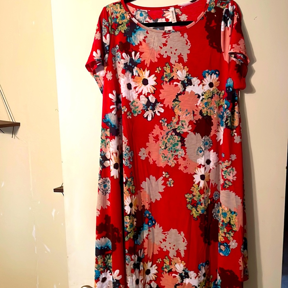 Red floral dress